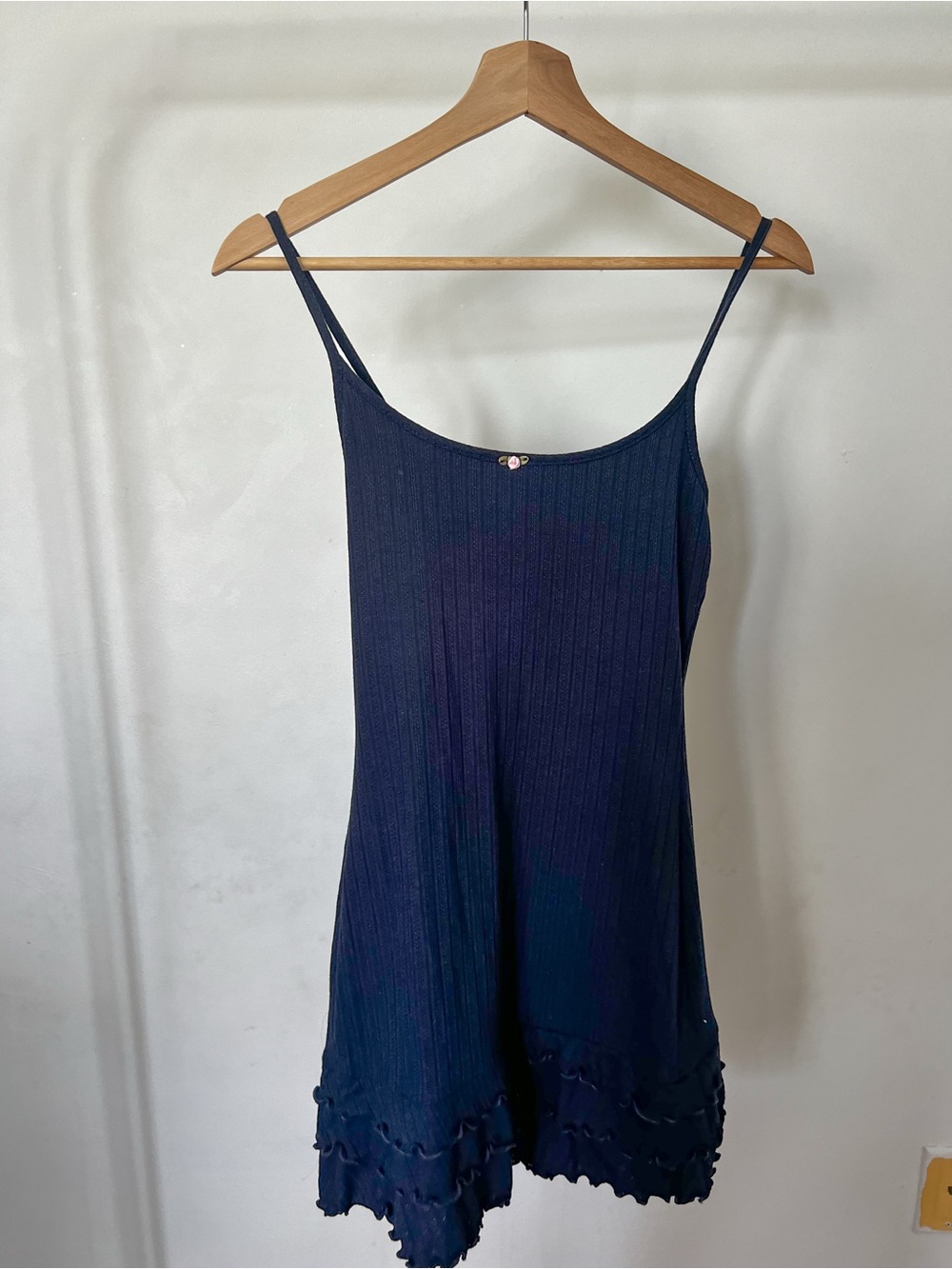 Windsor Navy Ribbed Spaghetti Strap Slip Dress